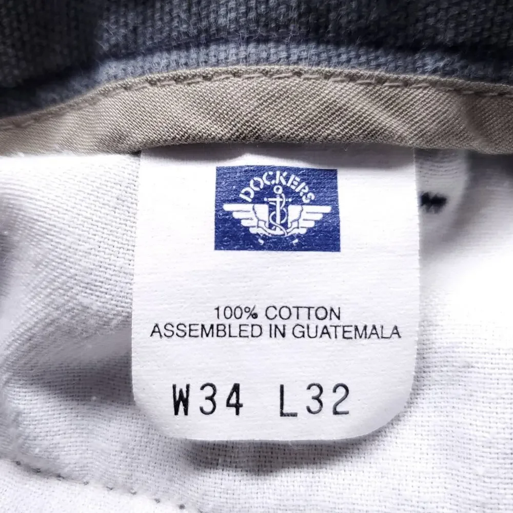 VTG Dockers Pleated Canvas Khakis Men 34x32 Gray Cotton 90s Dad Core‎ Gorpcore
